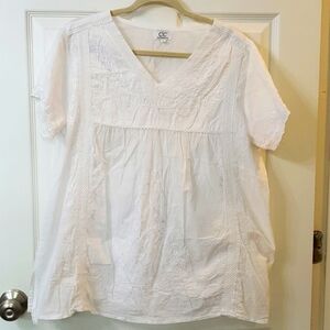 CC Chic Connection Woman's Plus Blouse 1X White